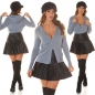 Preview: Süße Strickjacke mit Hoodie und 2Way-Zipper - grau