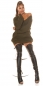 Preview: Oversize-Grobstrickpullover mit extra weitem V-Ausschnitt - khaki