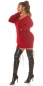 Preview: Oversize-Grobstrickpullover mit extra weitem V-Ausschnitt - rot