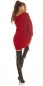 Preview: Oversize-Grobstrickpullover mit extra weitem V-Ausschnitt - rot