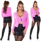 Preview: Kuschel weicher Strick-Cardigan mit Bindebändchen - rosa