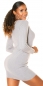 Preview: Exklusives Glattstrick-Minikleid mit Strass-Verzierung - grau