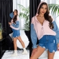 Preview: Modische Kapuzen-Jacke im 2in1 Look - rosa
