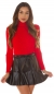 Preview: Figurbetonter Basic Rollkragen-Pullover in Ripp-Optik - rot