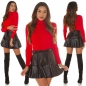 Preview: Figurbetonter Basic Rollkragen-Pullover in Ripp-Optik - rot