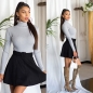 Preview: Figurbetonter Basic Rollkragen-Pullover in stone