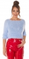 Preview: Kuscheliger Crop Pullover mit Carré Ausschnitt in babyblau