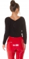 Preview: Kuscheliger Crop Pullover mit Carré Ausschnitt in schwarz