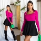 Preview: Feinstrick-Pullover mit Rundausschnitt und Dekoknöpfen in pink