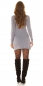 Preview: Feinstrick-Minikleid im Zwei-in-Ein Look und Zier-Gürtel - stone