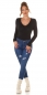 Preview: Figurbetonter Glattstrick-Pullover mit V-Ausschnitt - schwarz