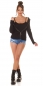 Preview: Modernes 2er Set Rippstrick Cardigan und Top in schwarz