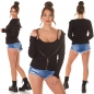 Preview: Modernes 2er Set Rippstrick Cardigan und Top in schwarz