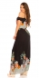 Preview: Modisches Maxi-Kleid mit Blümchenprint-Verzierung - schwarz