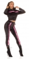 Preview: Loungwear Nicki Freizeit Anzug mit Zierstreifen - schwarz/pink