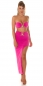 Preview: Sexy Set aus Bandeau-Top und Rock mit Zierschnallen - pink