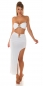 Preview: Sexy Set aus Bandeau-Top und Rock mit Zierschnallen - weiß