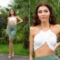Preview: Sexy Schulterfreies Neck-Top mit Ketten-Träger - weiß