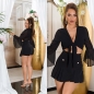 Preview: Sexy Crop Bluse zum knoten in schwarz