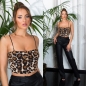 Preview: Kurz geschnittenes Crop Top mit Soft-Cups in leo beige