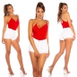 Preview: Sexy One-Shoulder-Top mit Wasserfall-Ausschnitt - rot
