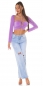 Preview: Sexy Crop-Top mit langen Ärmeln und Bindebändchen - flieder