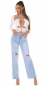 Preview: Sexy Crop-Top mit langen Ärmeln und Bindebändchen - weiß
