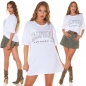 Preview: Modernes Oversize Shirt mit Schrift-Print - weiß