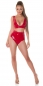 Preview: Sexy bauchfreies Latex-Top mit tiefen V-Ausschnitt - rot