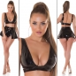 Preview: Sexy bauchfreies Latex-Top mit tiefen V-Ausschnitt - schwarz