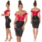 Preview: Sexy Kunstleder-Top mit tiefen Ausschnitt - rot