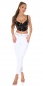 Preview: Sexy bauchfreies Party Crop-Top im Latex-Look - schwarz