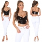 Preview: Sexy bauchfreies Party Crop-Top im Latex-Look - schwarz
