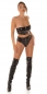 Preview: Sexy bauchfreies Bandeau-Top im Wetlook - schwarz