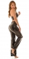 Preview: Sexy bauchfreies Crop-Top im Leder-Look mit Schnürrung - schwarz