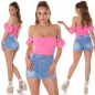 Preview: Süsses Sommer Carmentop mit Soft Cups in pink