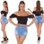 Preview: Süsses Sommer Carmentop mit Soft Cups in schwarz
