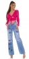 Preview: Bauchfreie Bluse zum knoten mit Cups - pink