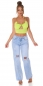 Preview: Sexy Träger- Stretch- Top mit Cutouts und Softcups - grün
