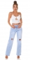 Preview: Sexy Träger- Stretch- Top mit Cutouts und Softcups - weiß