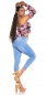 Preview: Süsses Carmen-Shirt mit Blümchen-Muster - schwarz
