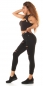 Preview: Ärmelloses Crop-Top im 2in1 Look mit sexy Cutout und Soft Cups - schwarz