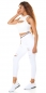 Preview: Ärmelloses Crop-Top im 2in1 Look mit sexy Cutout und Soft Cups - weiß