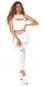 Preview: Ärmelloses Crop-Top im 2in1 Look mit sexy Cutout und Soft Cups - weiß