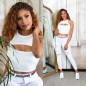 Preview: Ärmelloses Crop-Top im 2in1 Look mit sexy Cutout und Soft Cups - weiß