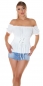 Preview: Schulterfreie Carmen-Bluse mit Volant-Abschluss - weiß