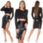 Preview: Sexy bauchfreies Party-Top im Glamour-Look - schwarz