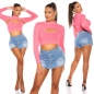 Preview: Kurz geschnittenes Langarm-Shirt im 2in1 Look - coral