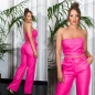 Preview: Bauchfreies Bandeau-Top im Leder-Look - pink