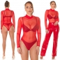 Preview: Sexy Body-Top aus transparenten Mesh-Gewebe - rot